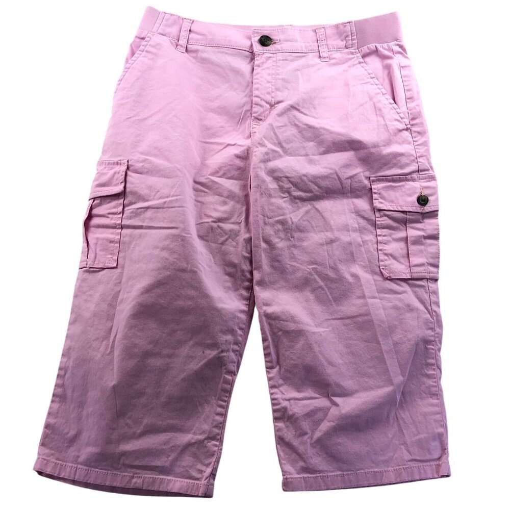 Lee Women Cargo Capri Pants Size 8 Medium Widde Leg Outdoors Casual Pink Classic